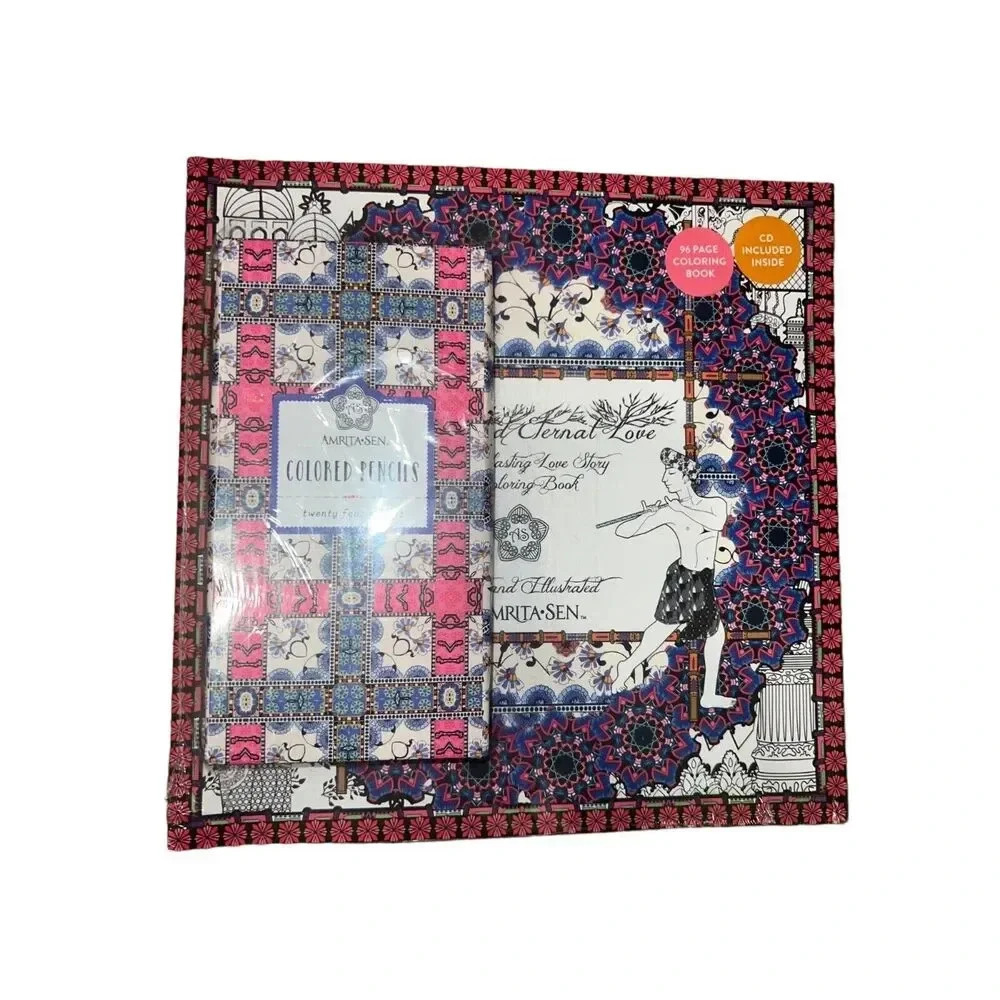 Amrita Sen Galison SET coloring book & pencils CD eternal love pottery barn gift